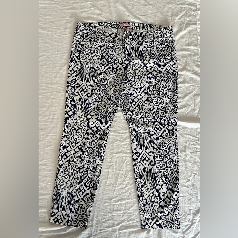 Lilly Pulitzer Navy and White Patterned Pants